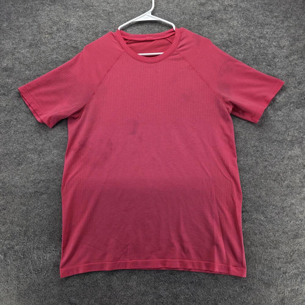 Lululemon Shirt Mens L Pink Short Sleeve Mesh Crew Neck Breathable Lightweight